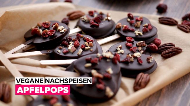 Vegane Desserts: Schokoladen Apfelscheiben Pops