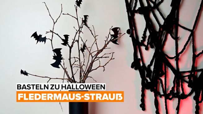 Basteln zu Halloween: Fledermaus-Strauß