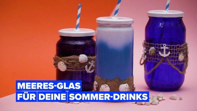 Ein Einmachglas mit Meeresmotiven für deine Sommer-Drinks